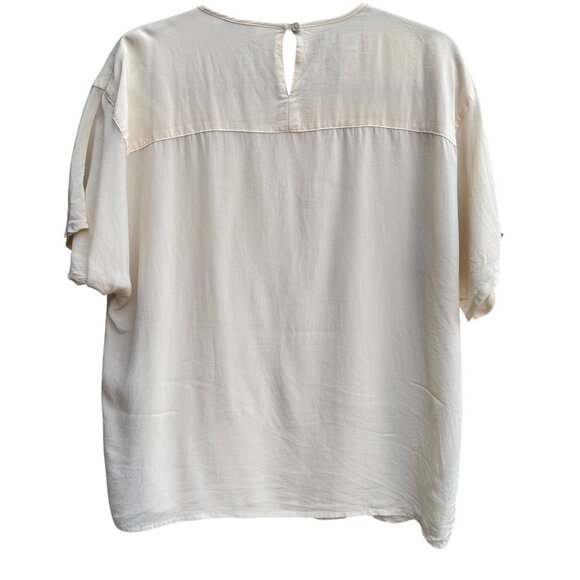 Nordstrom Town Square Vintage Silk Ivory Womens Blouse Short Sleeve Blouse 18 - Picture 4 of 10
